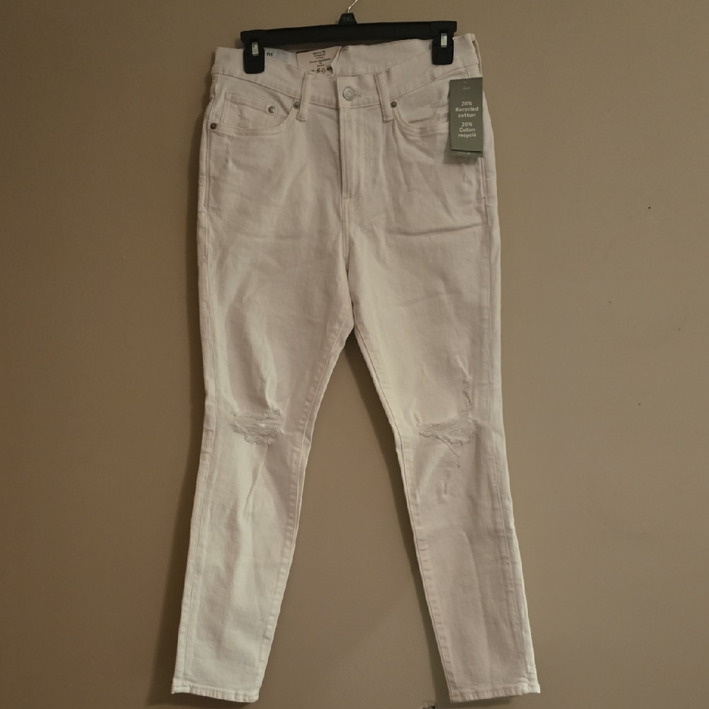 New H&M Juniors‎ 3/4 White Skinny Crop Distressed Jeans